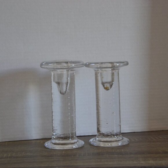 Vintage  Glass Pillar Candle Holders - Picture 3 of 6
